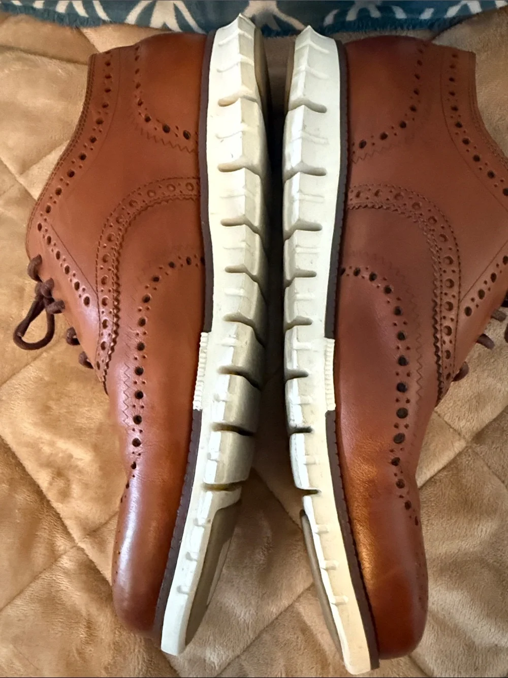 Cole Haan Zerogrand British Tan/Ivory Leather Remastered Wingtip Derby
